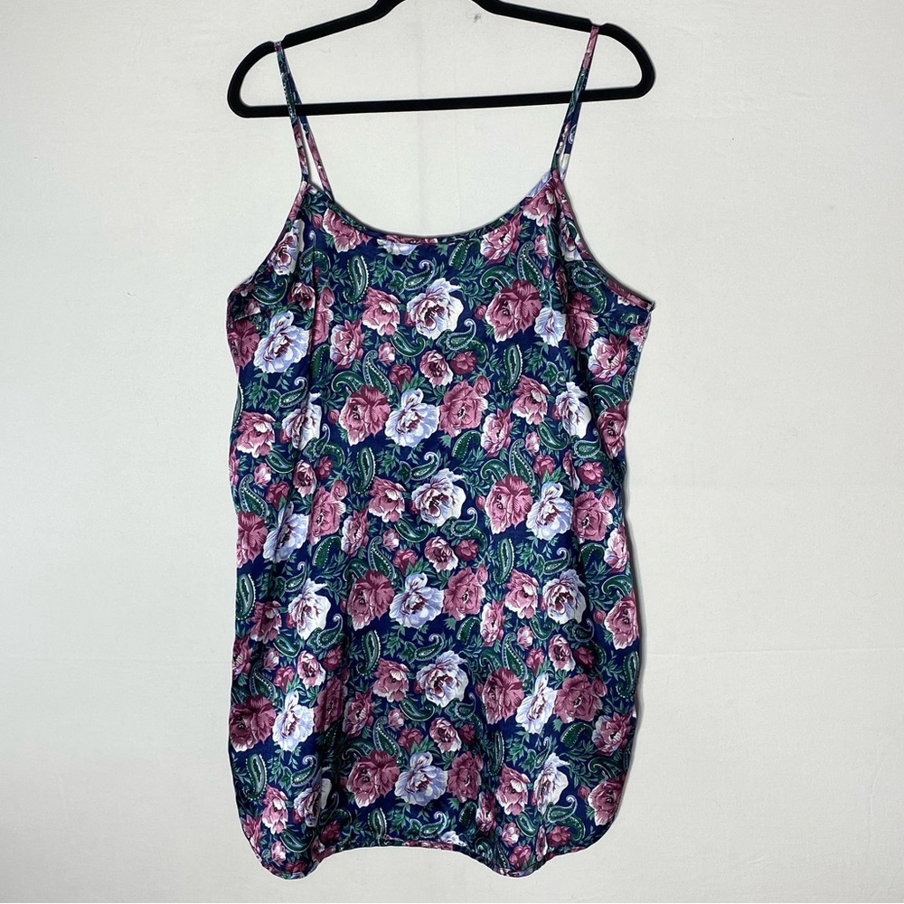 Vintage Colombine 90’s Floral Paisley Print Spaghetti Strap Nightgown XL